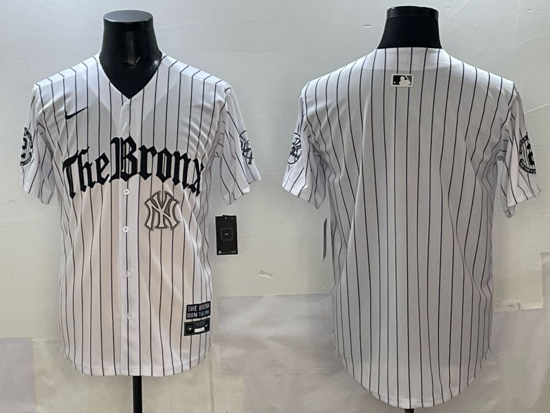 Men 2025 New York Yankees Blank White Stripe Five generations Joint Name Nike MLB Jersey style 05->new york yankees->MLB Jersey